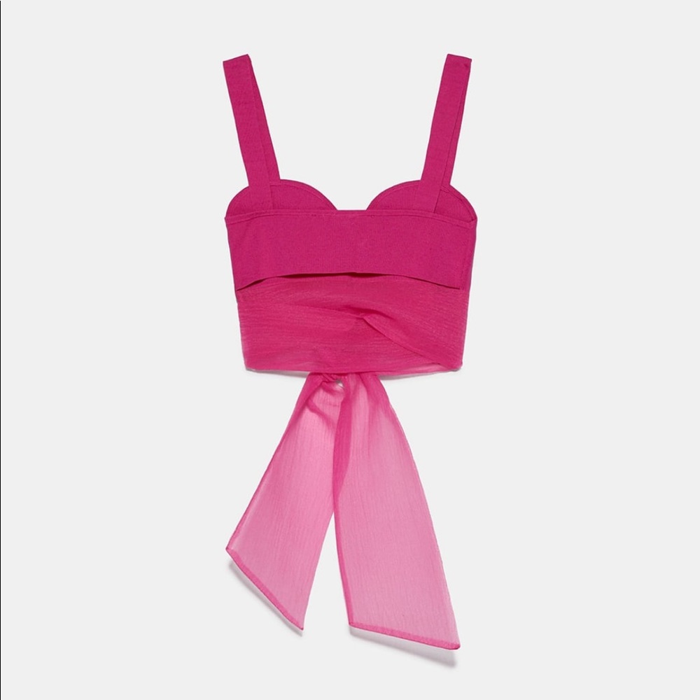 ZARA Organza Tied Crop Top - Picture 16 of 16
